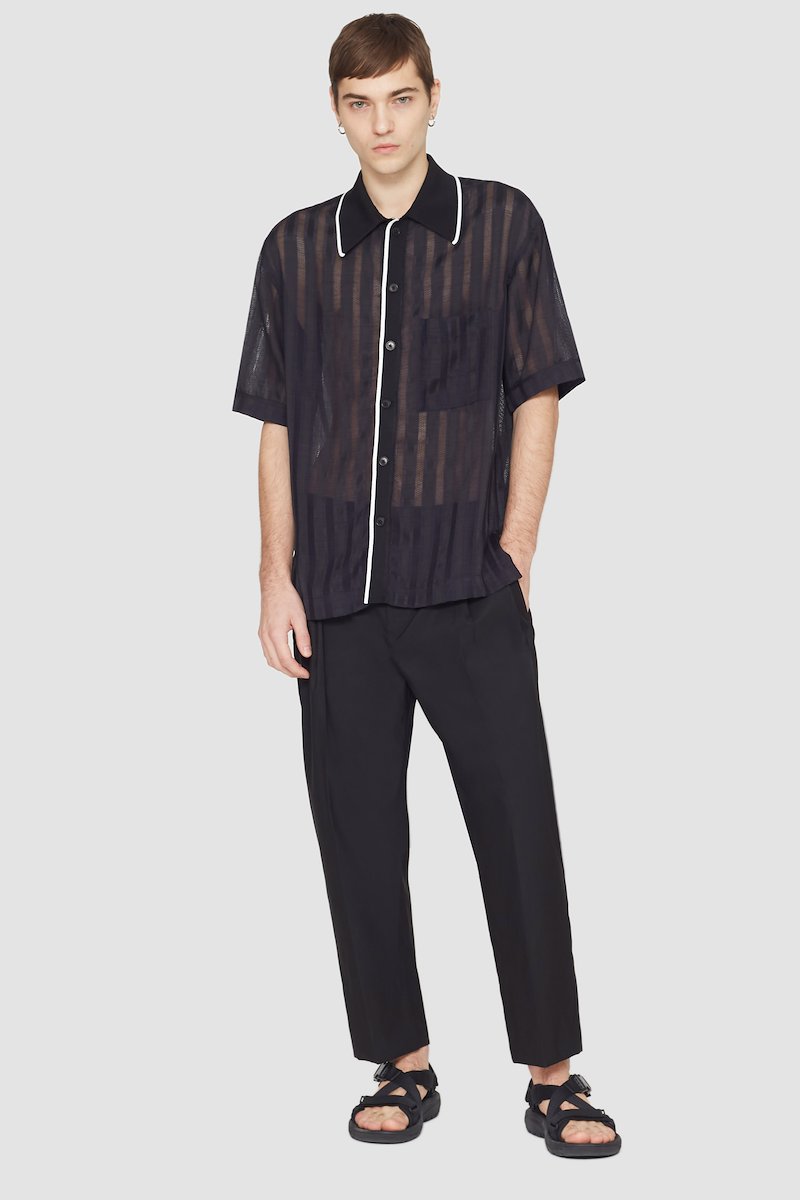 Short Sleeve Sheer Bowling Shirt-blue #0 Short Sleeve Sheer Bowling Shirt, null- 0
