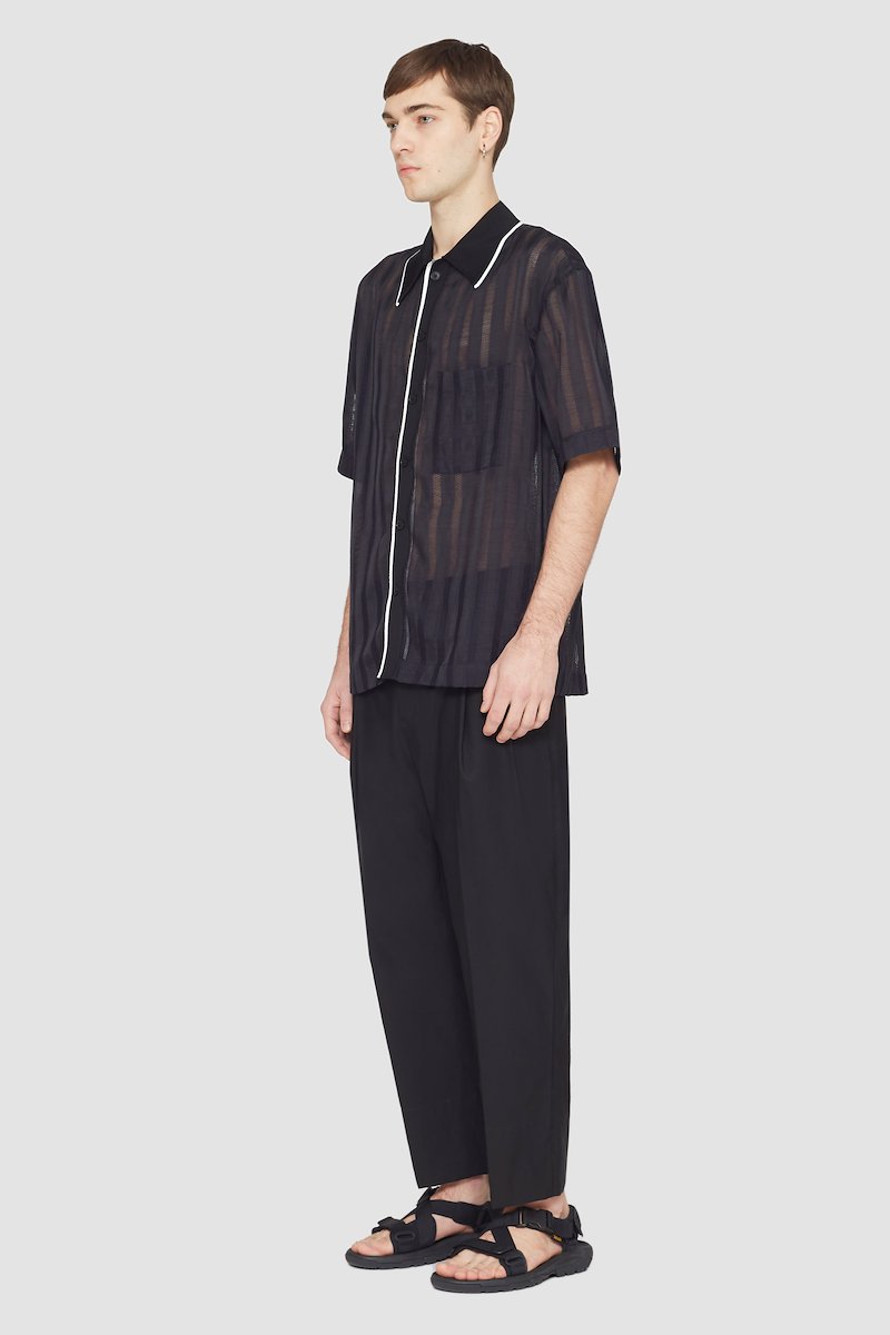 Short Sleeve Sheer Bowling Shirt-blue #0 Short Sleeve Sheer Bowling Shirt, null- 2