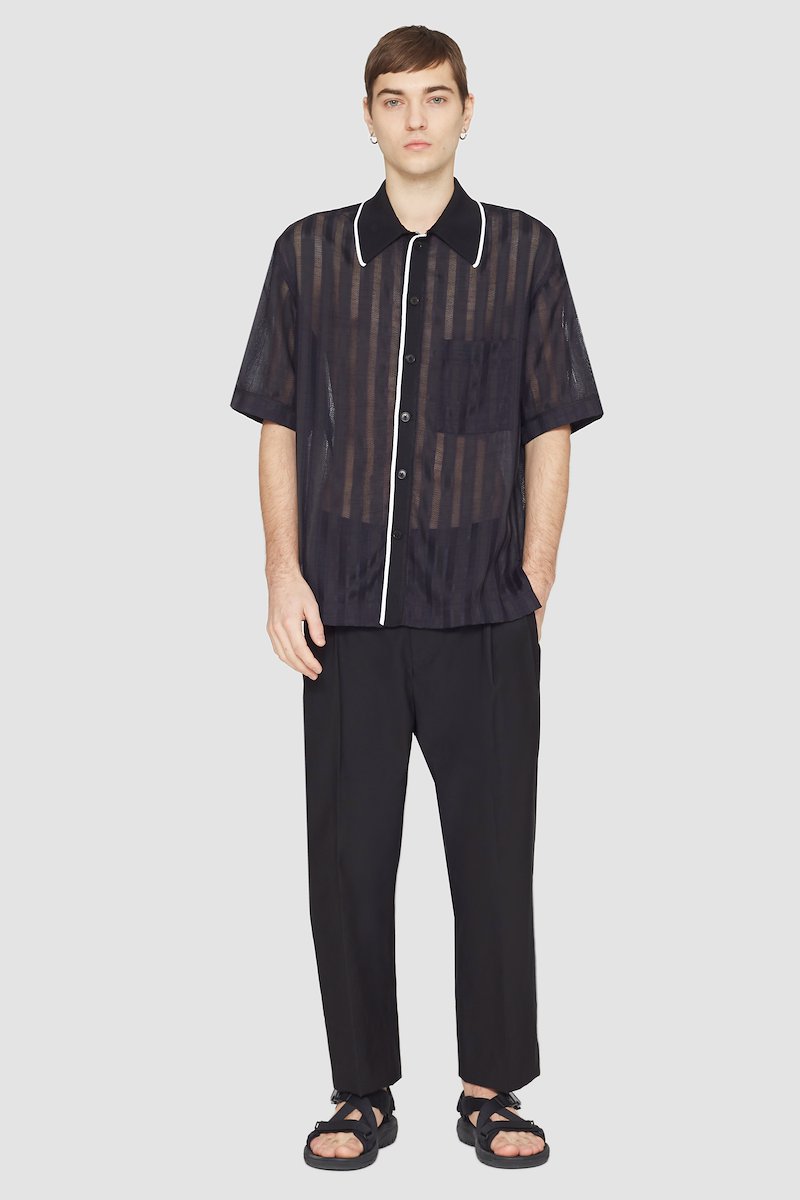 Short Sleeve Sheer Bowling Shirt-blue #1 Short Sleeve Sheer Bowling Shirt, null- 1