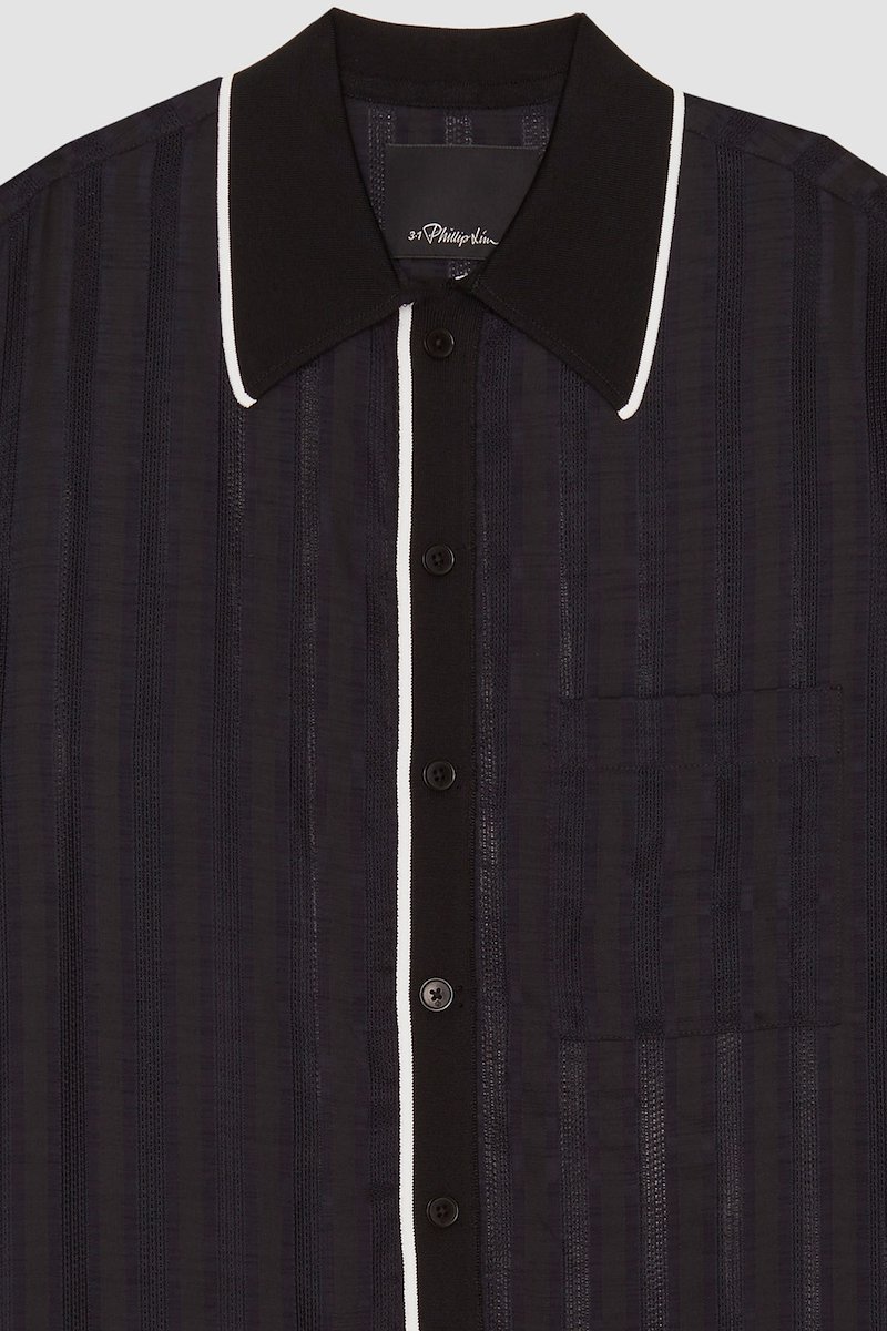 Short Sleeve Sheer Bowling Shirt-blue #0 Short Sleeve Sheer Bowling Shirt, null- 10