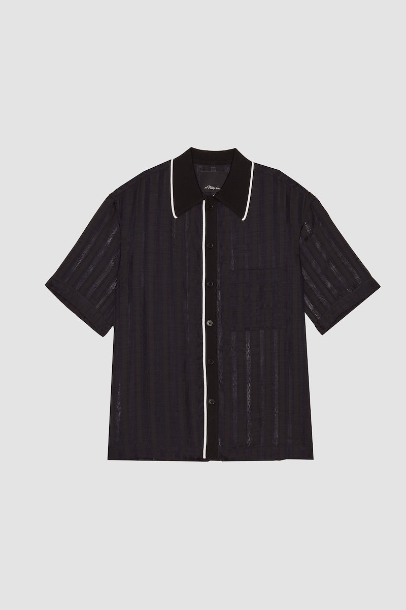 Short Sleeve Sheer Bowling Shirt-blue #0 Short Sleeve Sheer Bowling Shirt, null- 6