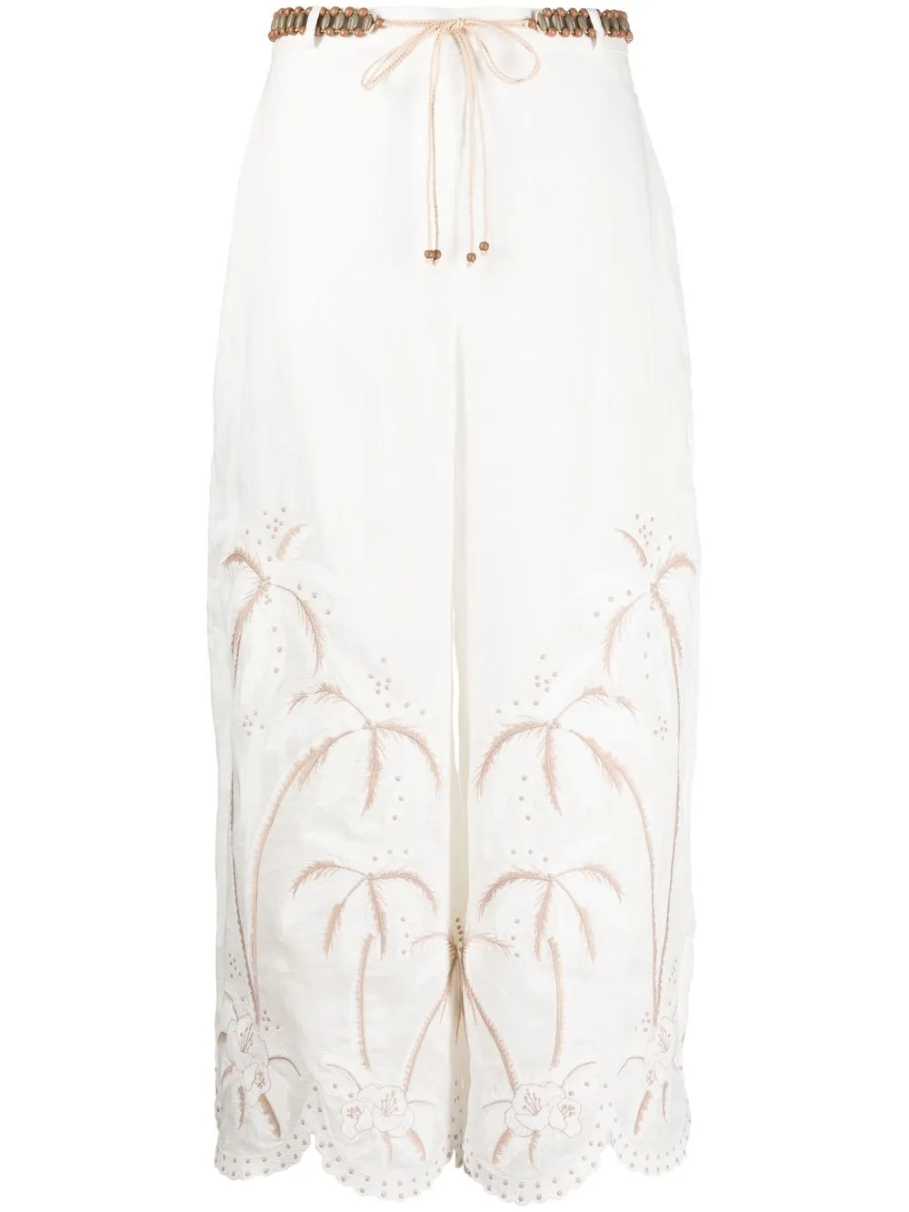 

ZIMMERMANN Lyre embroidered cropped trousers - Neutrals