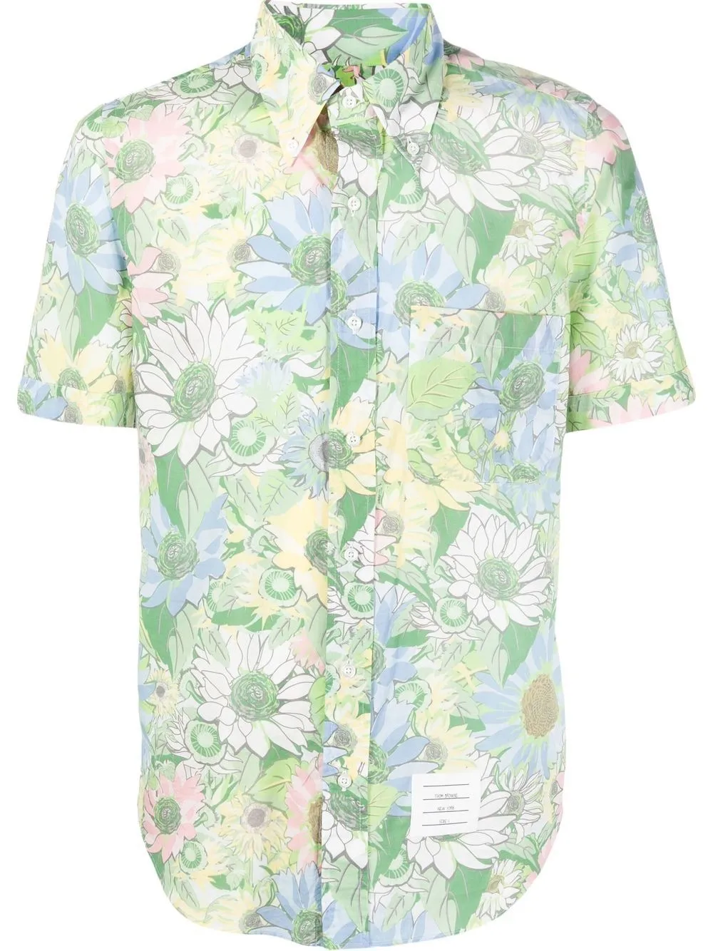 Thom Browne Floral-print Short-sleeved Shirt In Green