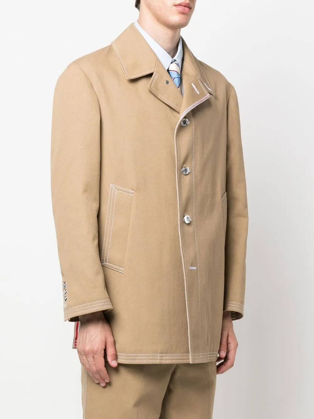 Thom Browne Single-breasted Coat In 250 Khaki