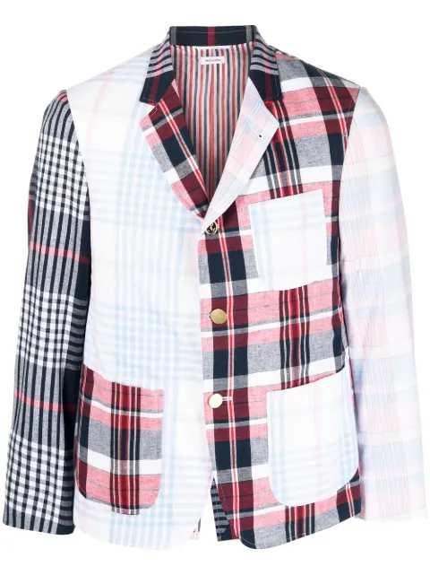 Thom Browne patchwork plaid-print blazer