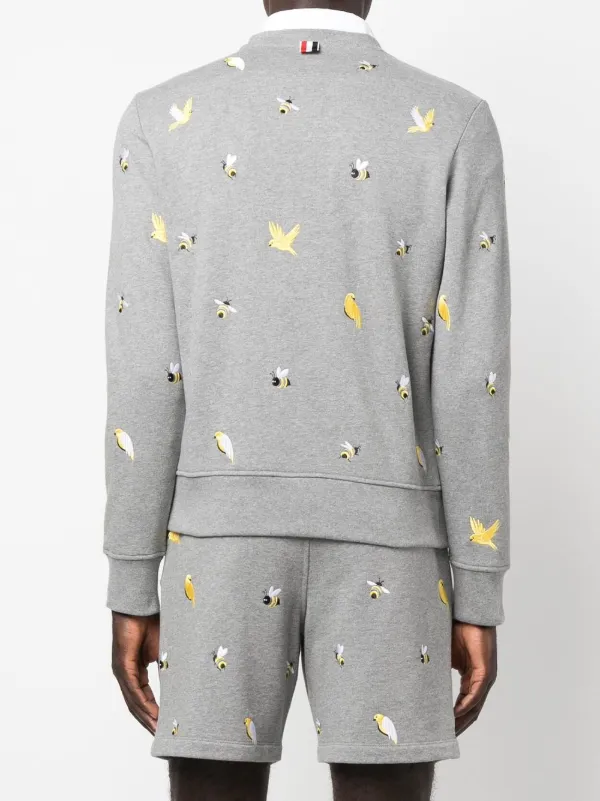 Thom Browne Embroidered Cotton Sweatshirt | Grey | FARFETCH