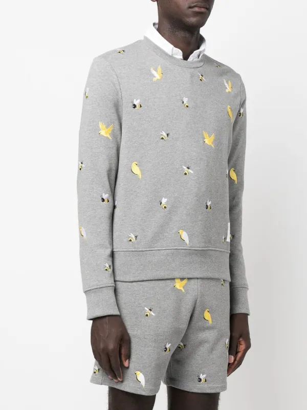 【送料&関税込】Thom Browne Gray Cotton Sweatshirt Thom Browne Embroidered Cotton Sweatshirt | Grey | FARFETCH