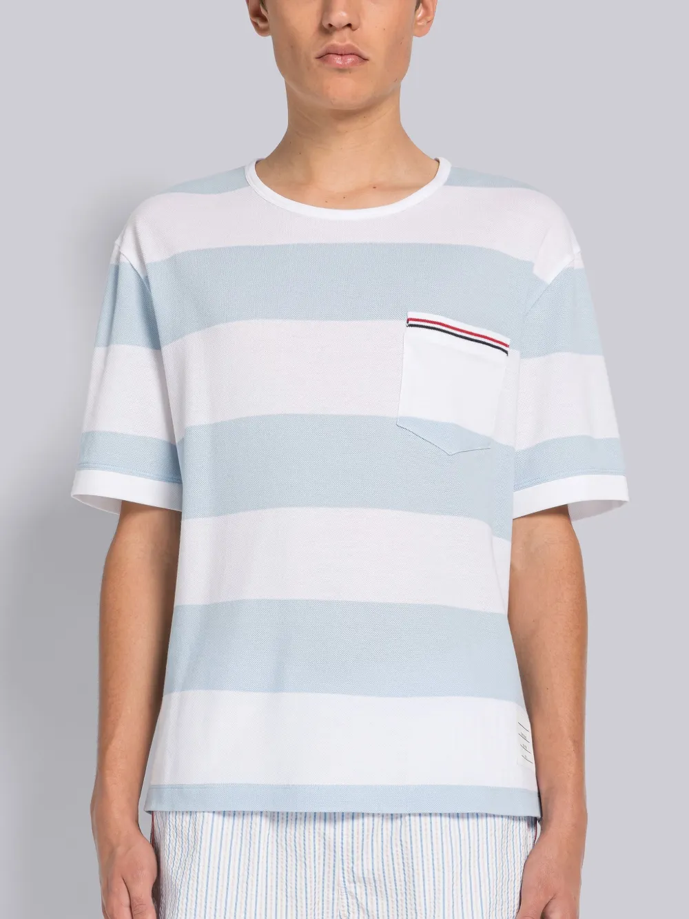 Thom Browne Gestreiftes T-shirt In Blue