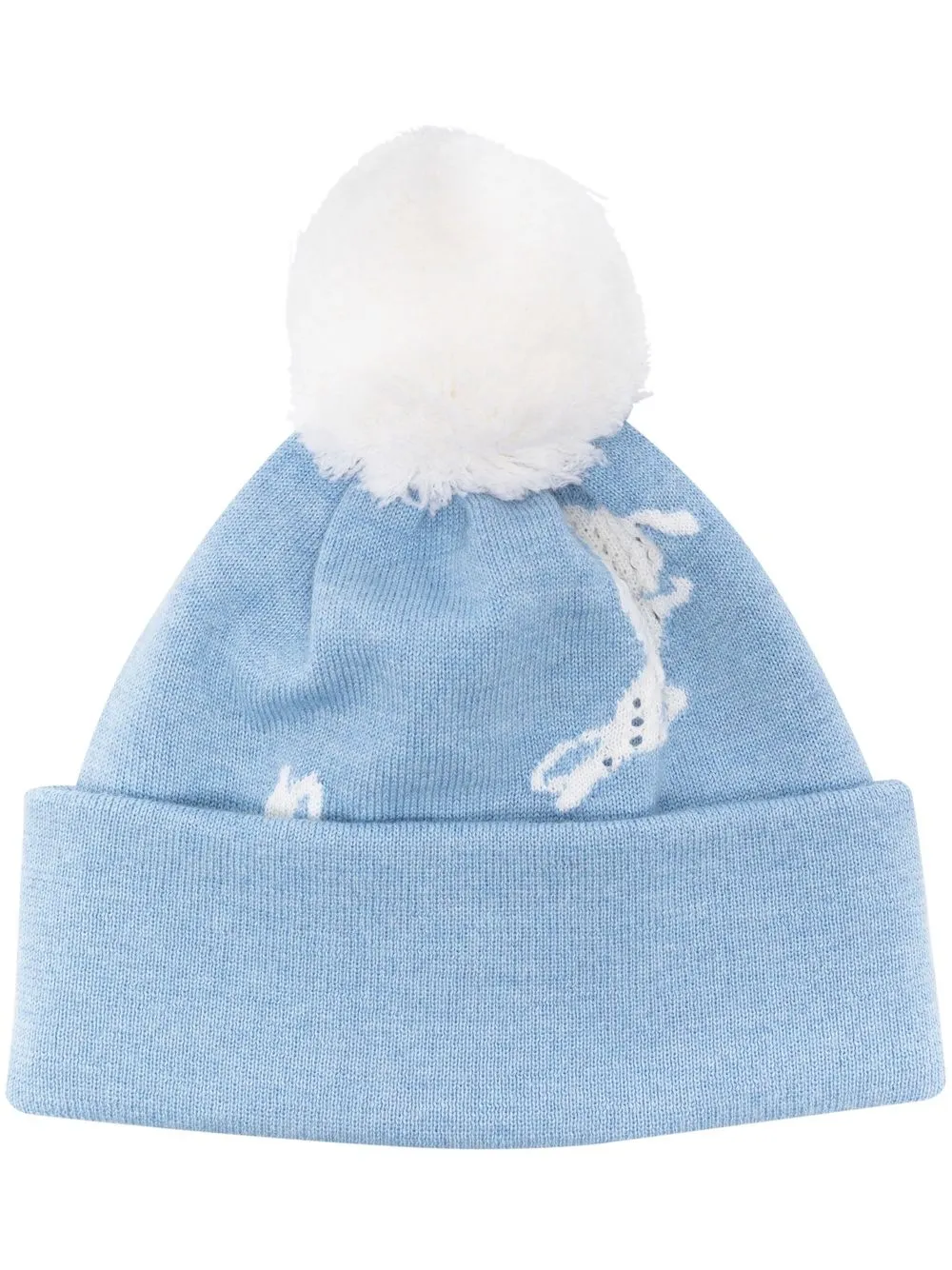 

Thom Browne gorro tejido con conejo estampado - Azul