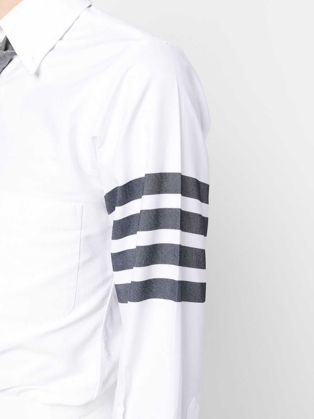 Shop Thom Browne 4 Bar Stripe Cotton Shirt In White