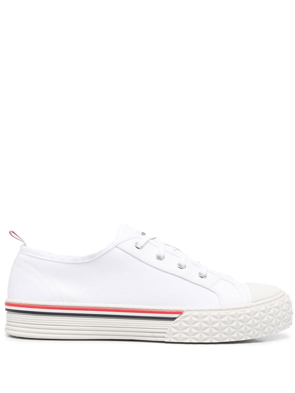 Thom Browne stripe-trim lace-up sneakers - White