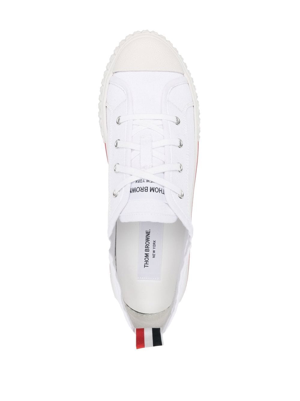 Shop Thom Browne Stripe-trim Lace-up Sneakers In White