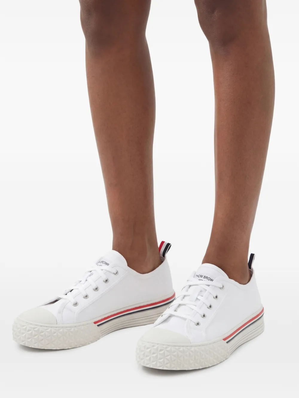 Thom Browne Sneakers Mit Streifen   Weiß 