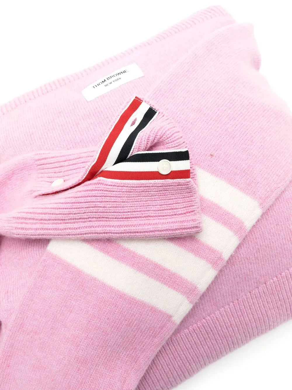 Shop Thom Browne Stitch-merino Crewneck Sweater Shell Bag In Pink
