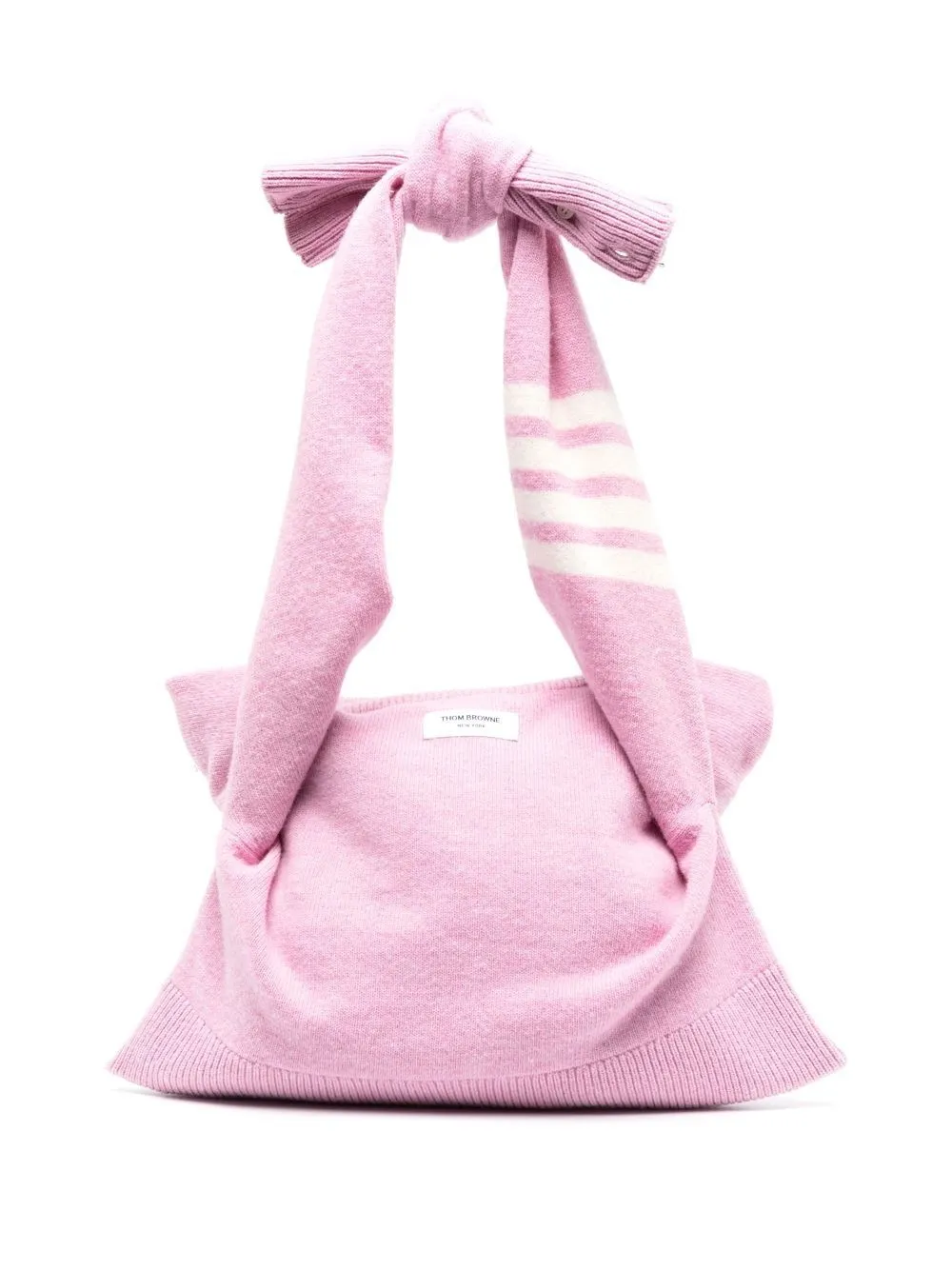 Shop Thom Browne Stitch-merino Crewneck Sweater Shell Bag In Pink