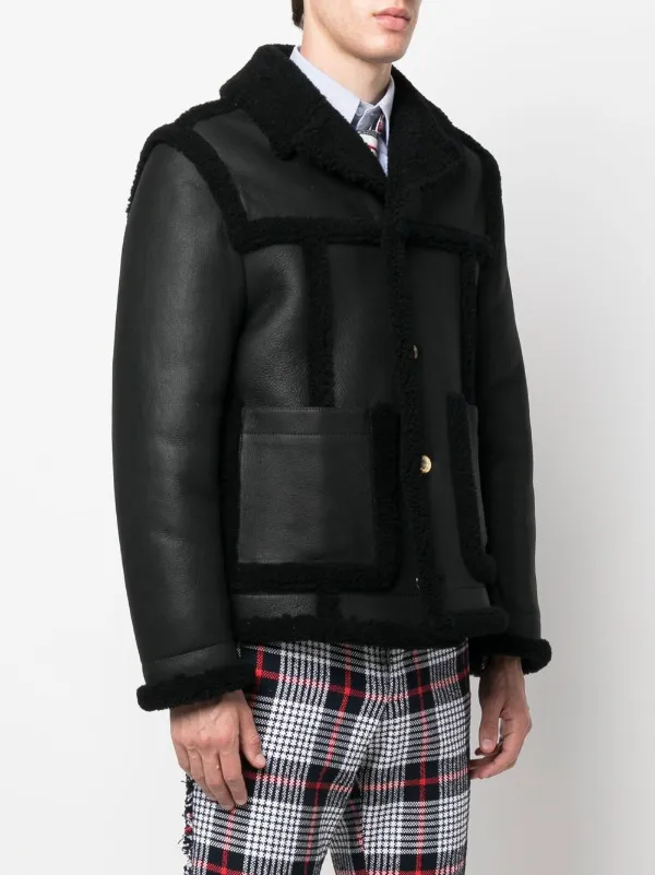 Thom Browne shearling-trim Flight Jacket | Blue | FARFETCH