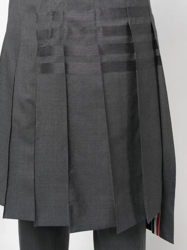 【THOM BROWNE】プリーツスカート (ミディアムグレー) 平織り4BARプリーツミディスカート | Thom Browne