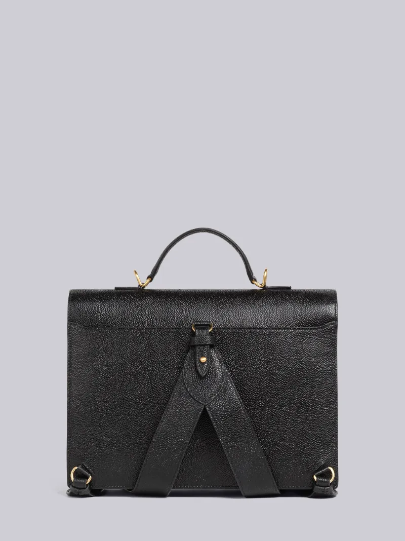 Pebble Grain Leather Top Handle School Bag Thom Browne Official