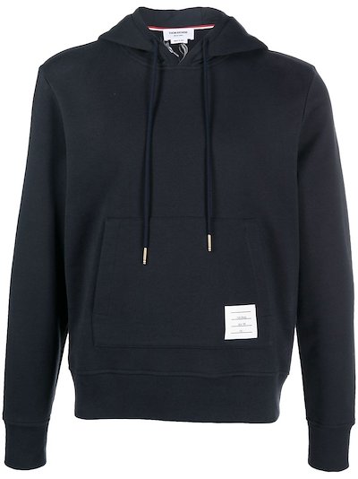 Thom Browne - logo-patch hoodie