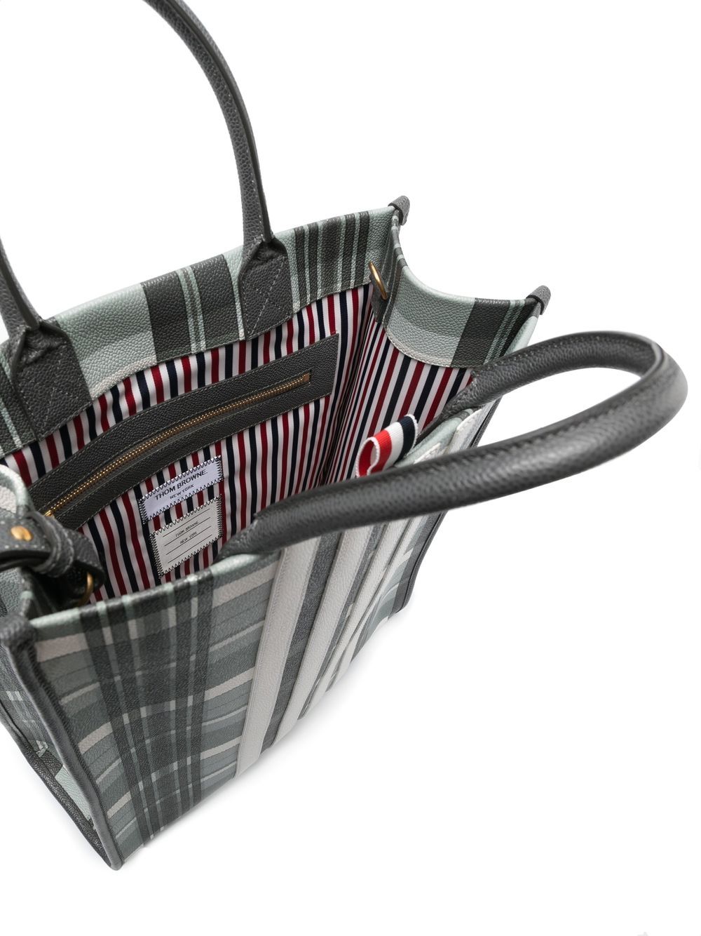 Shop Thom Browne 4-bar Stripe Tote Bag In Grey