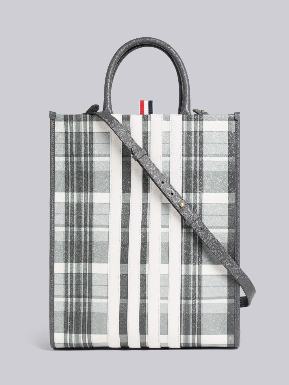 Thom Browne 4-bar Stripe Tote Bag In Grey