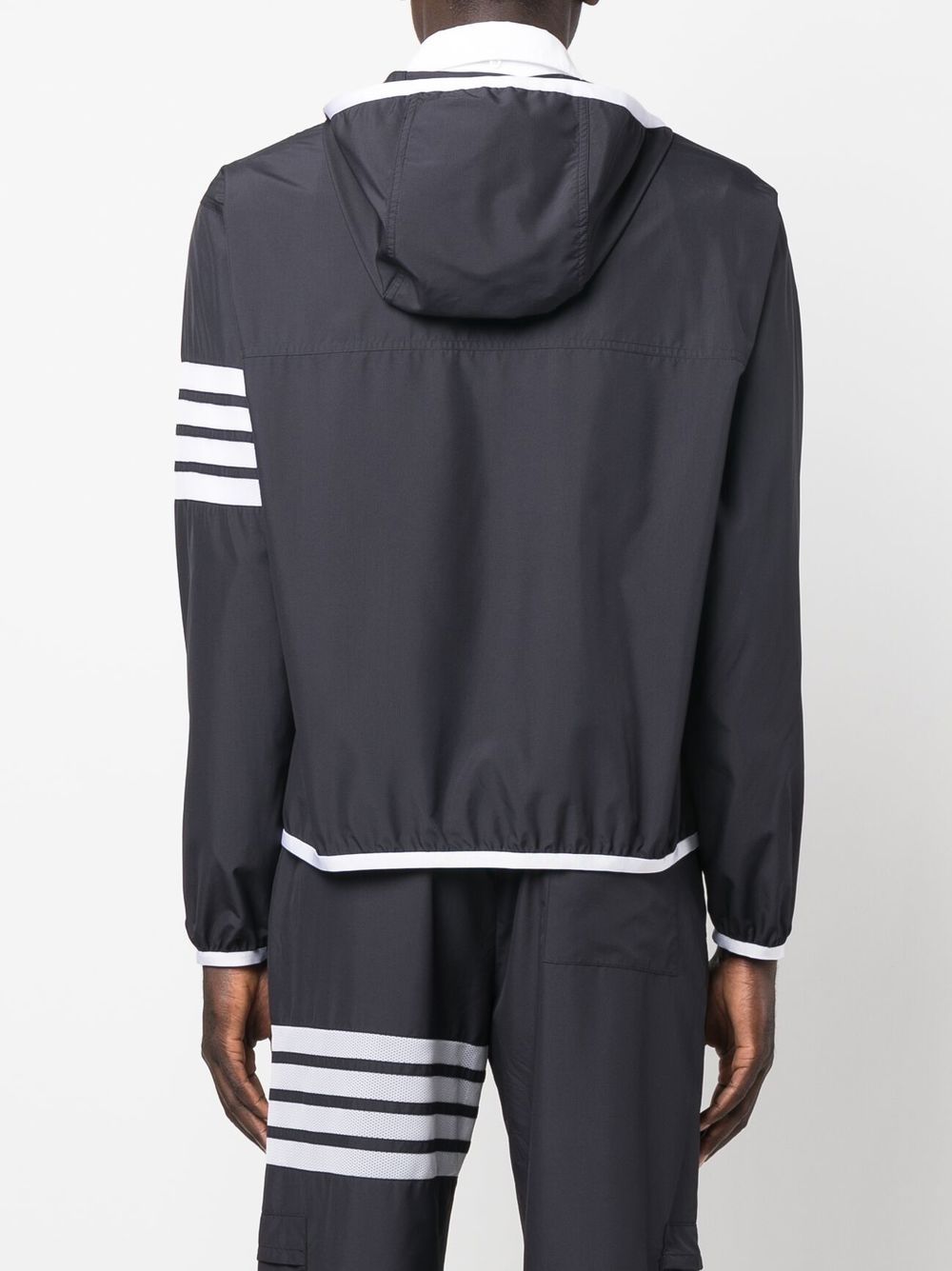 Shop Thom Browne Stripe-detail Zip-up Jacket In Blue