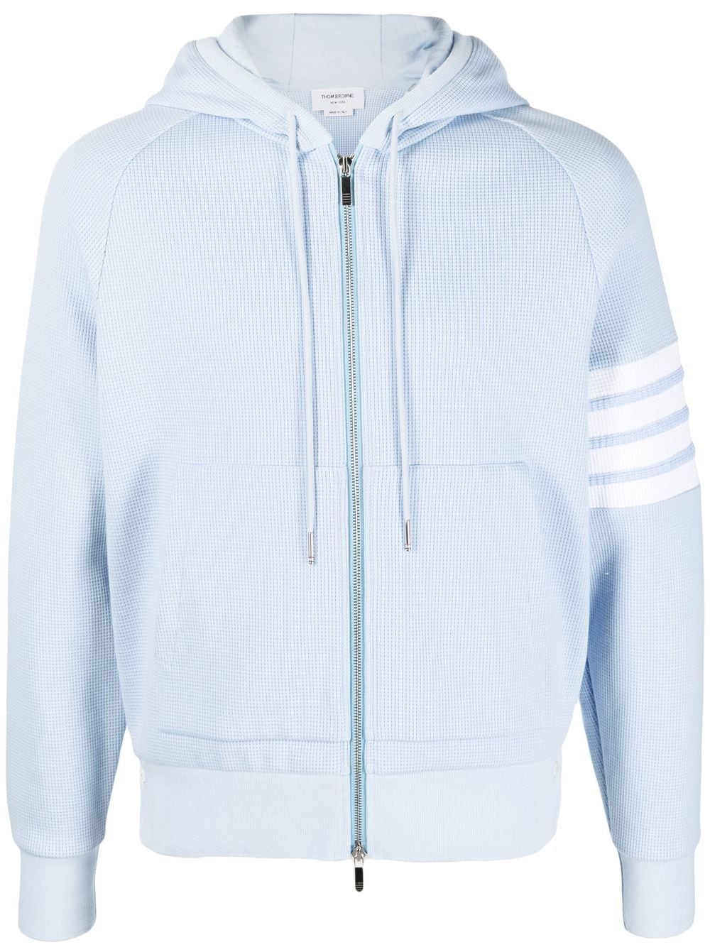 Shop Thom Browne 4-bar Zip Up Hoodie In Blue