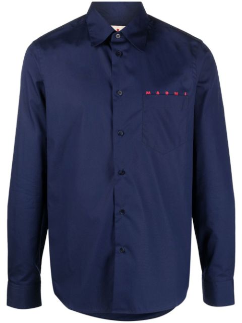 Marni logo-print long-sleeve shirt Men