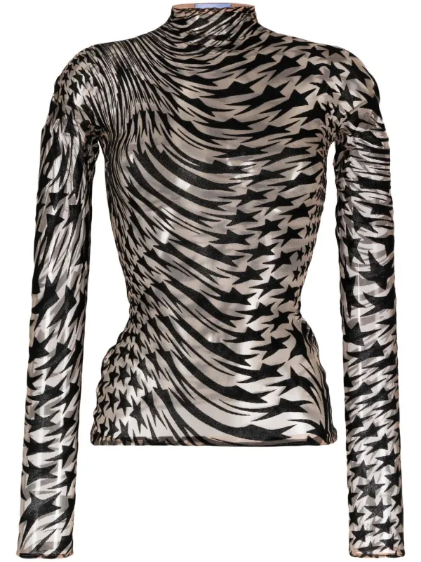 Mugler semi-sheer star-print Top - Farfetch