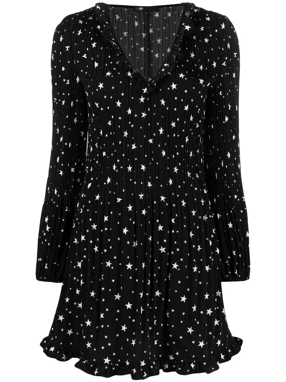 

Maje vestido corto plisado con motivo de estrellas - Negro