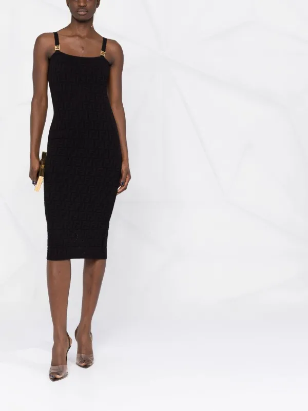 FENDI monogram-jacquard Bodycon Midi Dress | Black | FARFETCH FENDI monogram-jacquard Bodycon Midi Dress | Black | FARFETCH