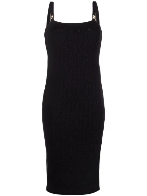 FENDI monogram-jacquard bodycon midi dress
