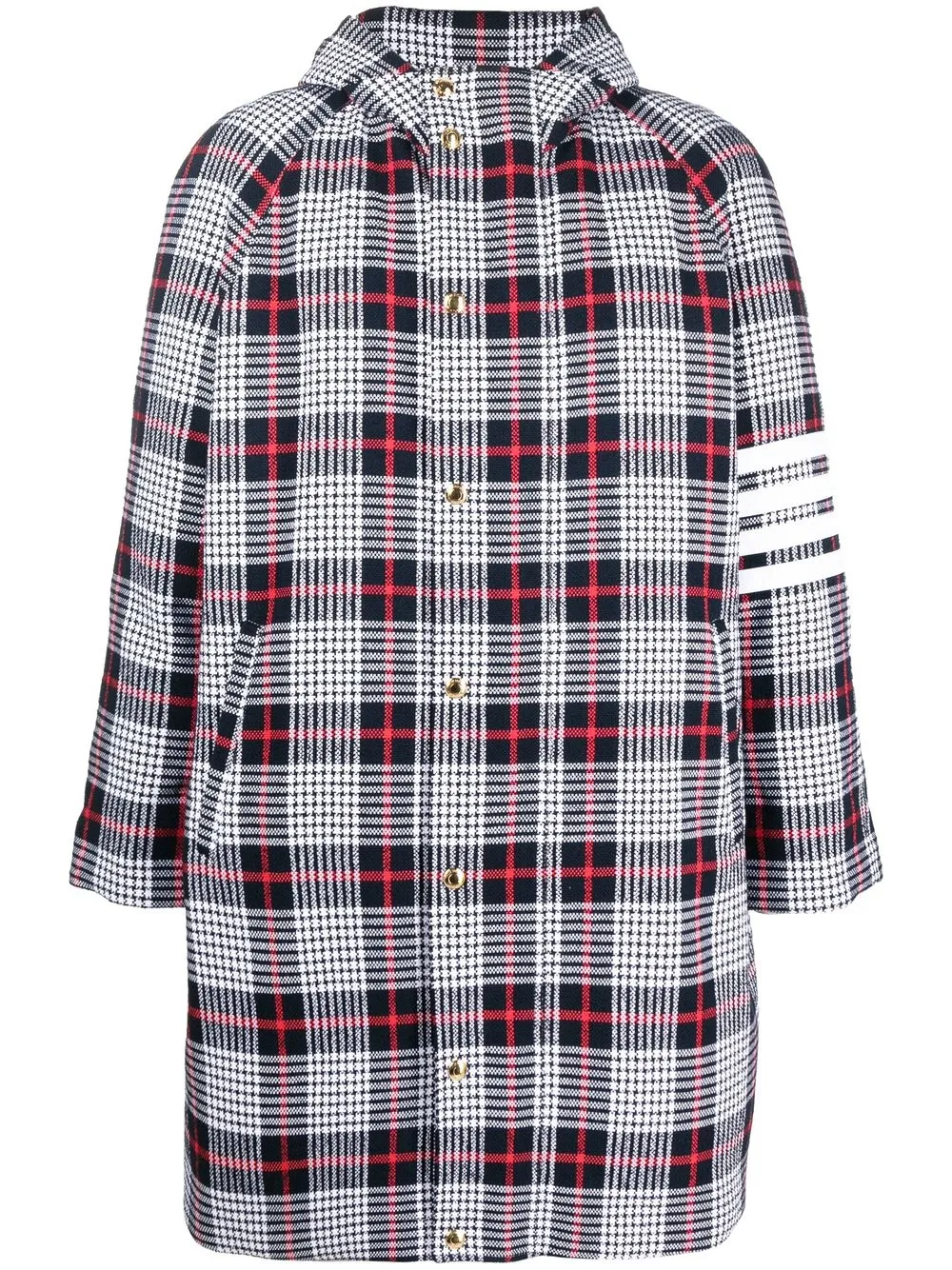 

Thom Browne 4 Bar Stripe checked overcoat - Blue