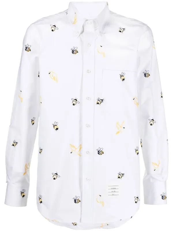 Thom Browne Embroidered long-sleeved Shirt - Farfetch