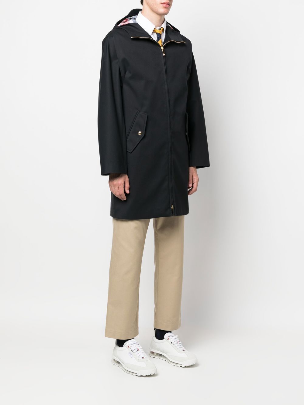 Shop Thom Browne Hooded Cotton Parka In Blue