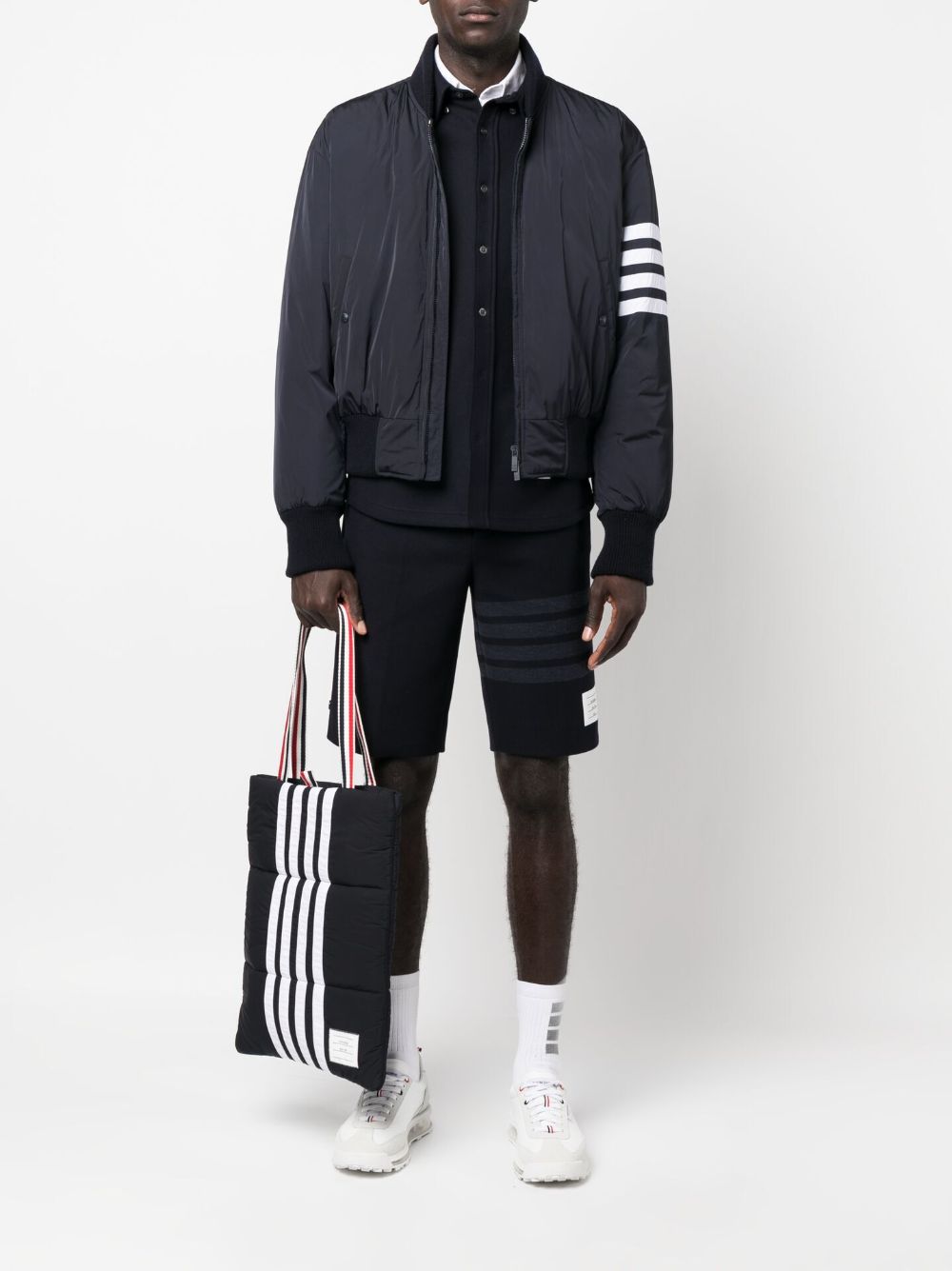 Shop Thom Browne 4-bar Stripe Bomber Jacket In Blue