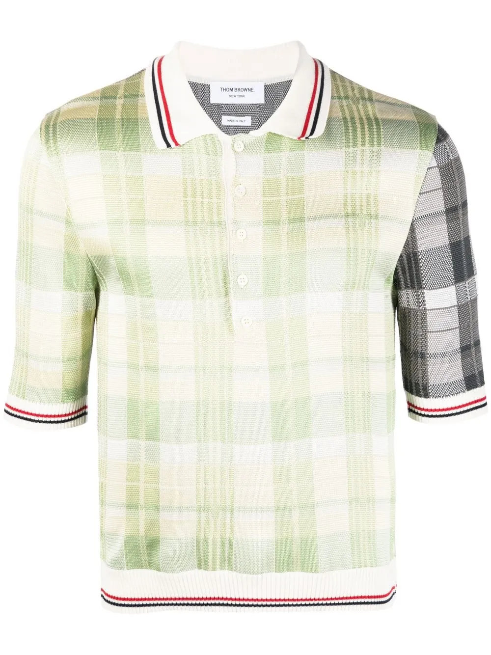 

Thom Browne mixed-checked knitted polo shirt - Green