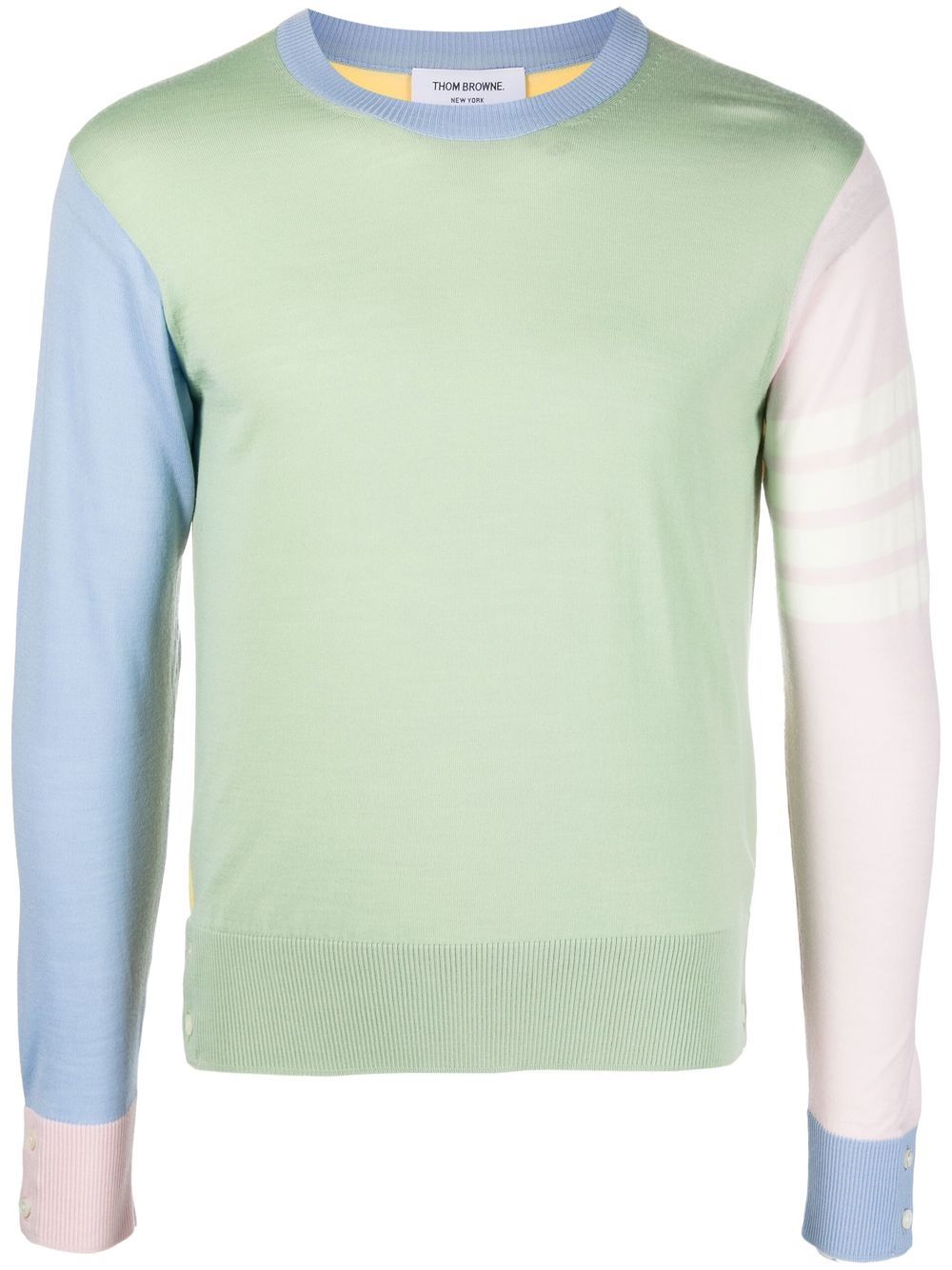 Thom Browne Contrast-panel Jumper In Green