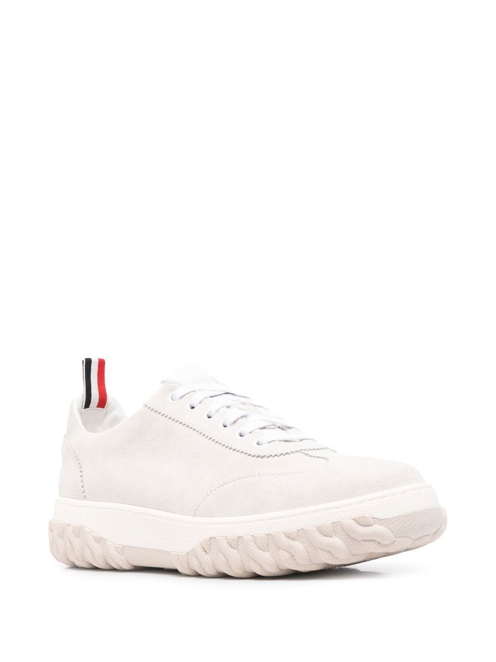 Shop Thom Browne Grosgrain-loop Trim Lace-up Sneakers In White