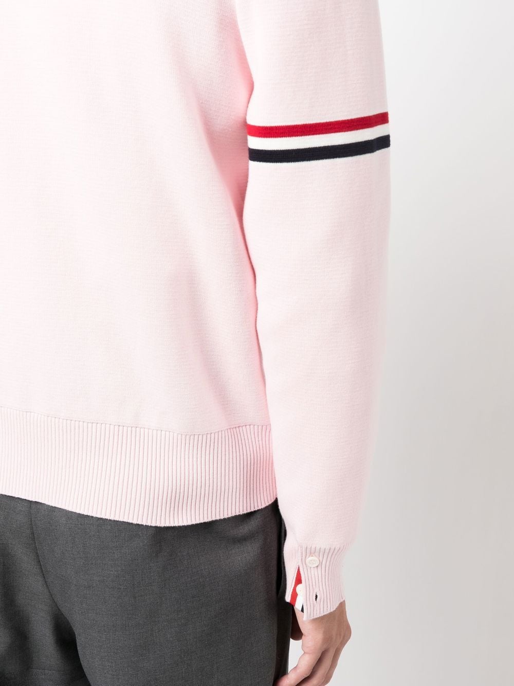 Shop Thom Browne Striped Zip-up Hoodie In Pink