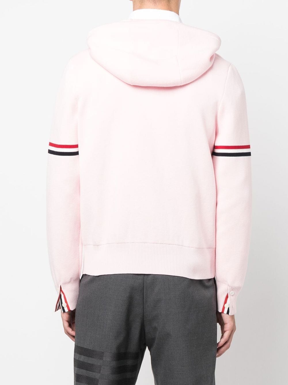 Shop Thom Browne Striped Zip-up Hoodie In Pink