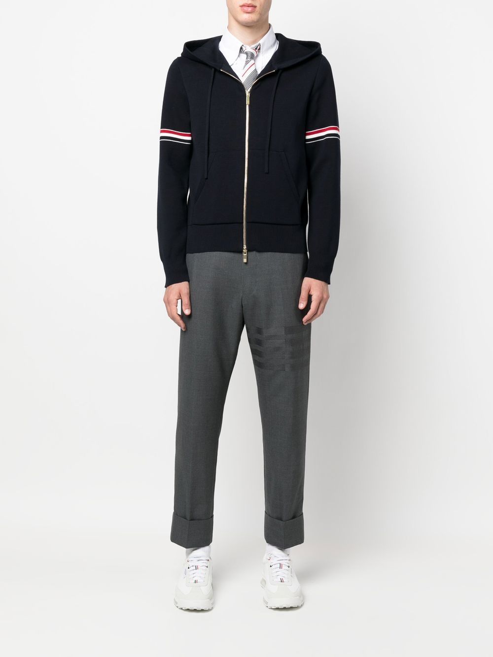 Image 2 of Thom Browne striped zip-up hoodie