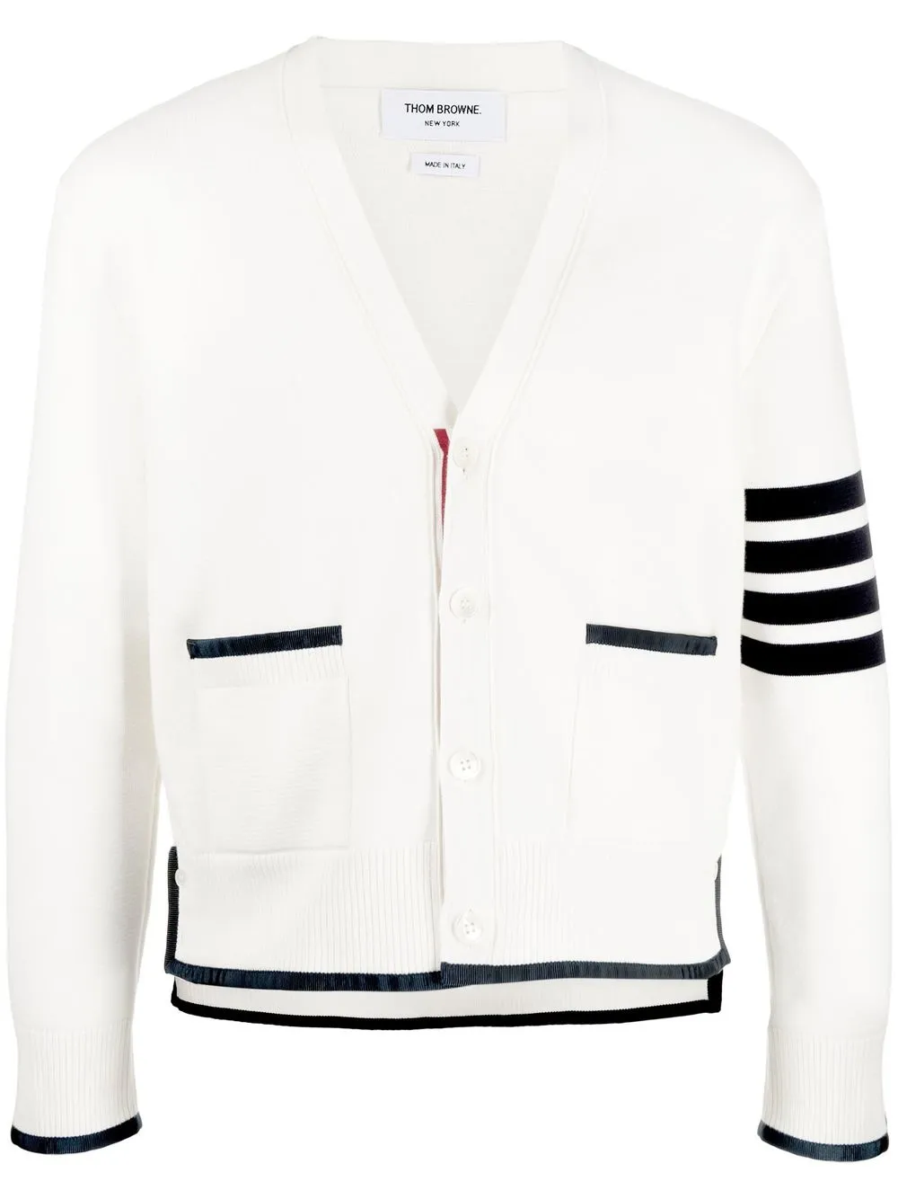 Thom Browne Cardigan Mit Streifen In White