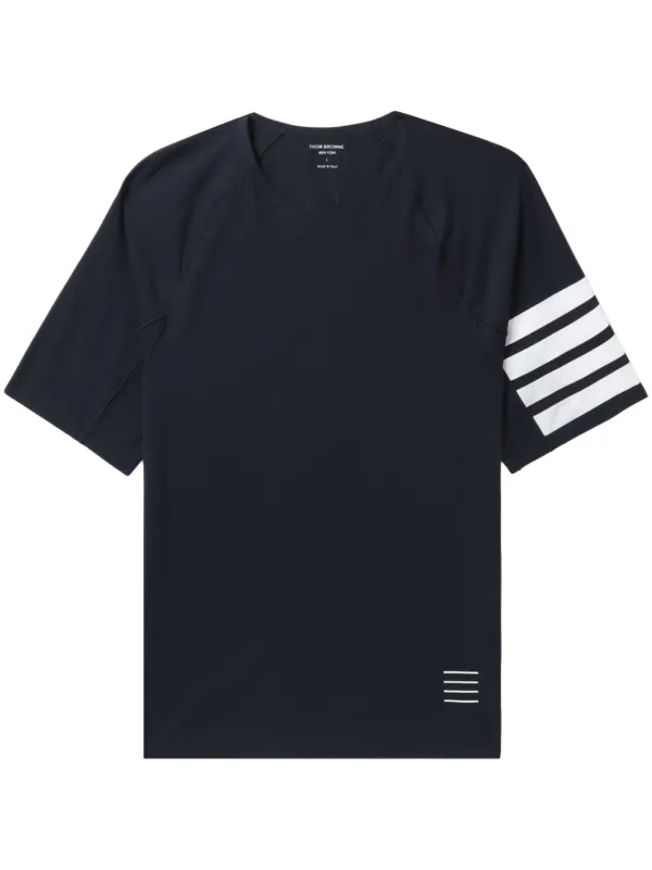 THOM BROWNE 4-Bar Tシャツ ストライプ入り ロゴ アップリケ付き THOM BROWNE 4-Bar Tシャツ ストライプ入り ロゴ アップリケ付き
