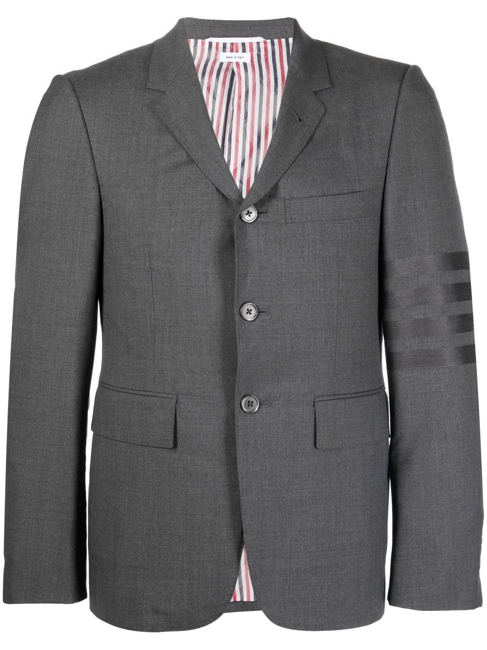 Shop Thom Browne 4 Bar Stripe Single-breasted Wool Blazer In Grey