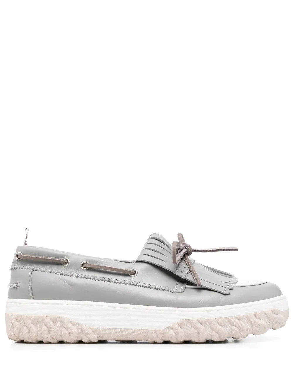 Thom Browne grosgrain-loop trim boat shoes | Grey | Image 1