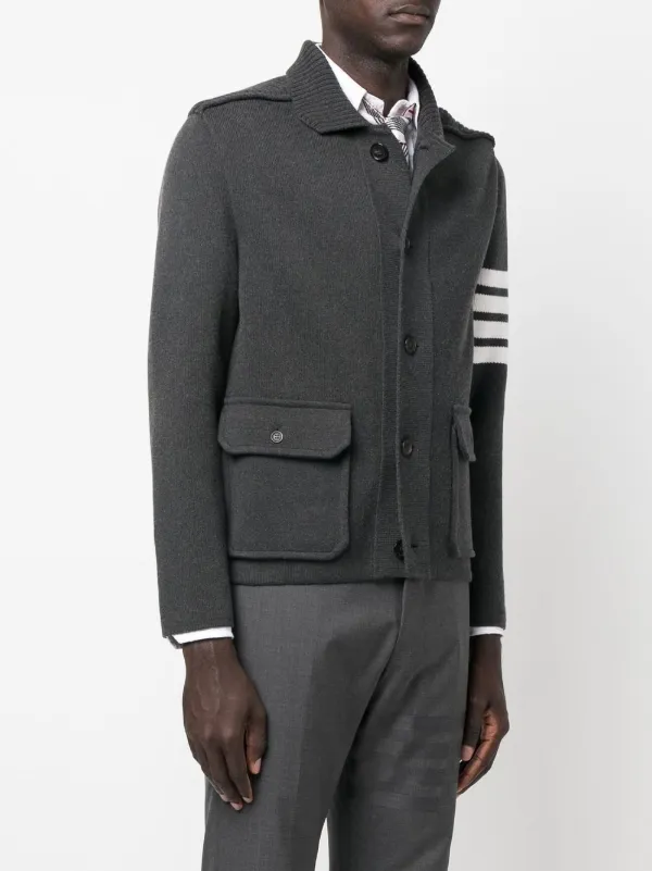 Thom Browne ストライプディテール カーディガン | グレー | FARFETCH JP