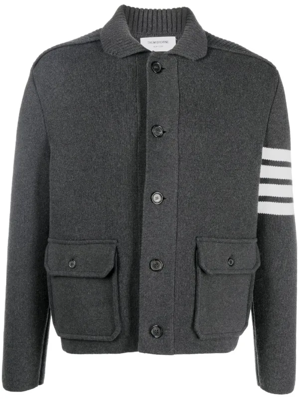 Thom Browne ストライプディテール カーディガン | グレー | FARFETCH JP