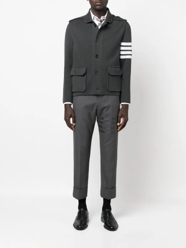 Thom Browne ストライプディテール カーディガン | グレー | FARFETCH JP