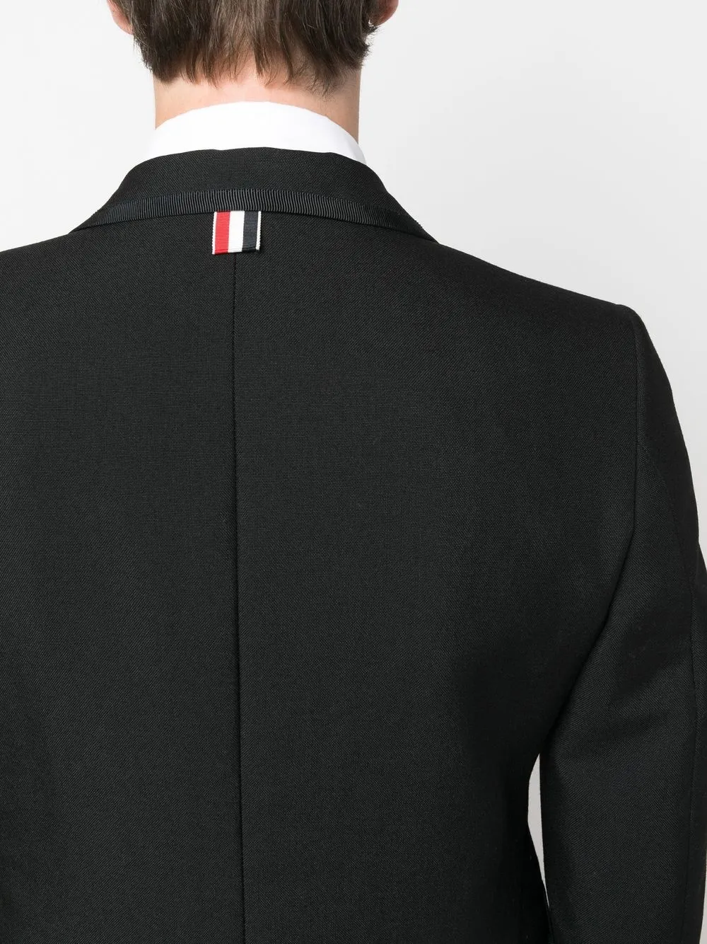 Shop Thom Browne Satin-trim Wool Blazer In 001 Black